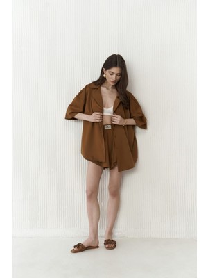 Kinsley Koyu Taba Şort Takım