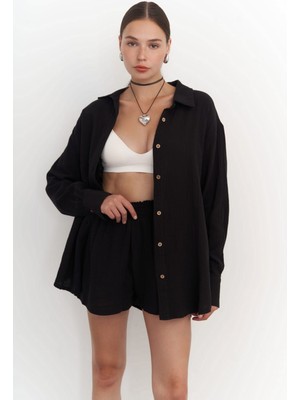 Bohemai Lorissa Siyah Müslin Şortlu Takım