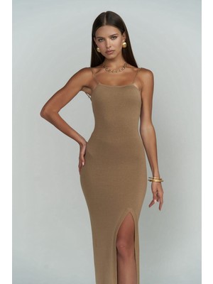 Bohemai Cintia  Sırt Dekolteli Vizon Triko Elbise
