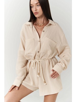 Bohemai Anetta Bej Müslin Kısa Tulum