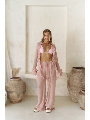 Mai Olivia Pembe Gömlek Pantolon Takım