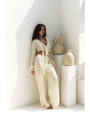Olivia Sarı Gömlek Pantolon Takım