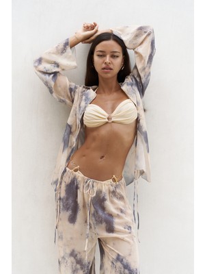 Saifudin Bağcık Detaylı Sarı Gömlek Pantolon Takım