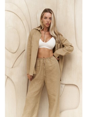 Bohemai Willord Haki Keten Gömlek Pantolon Takım