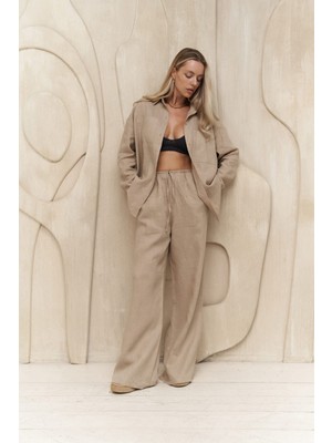 Bohemai Willord Natural Keten Gömlek Pantolon Takım