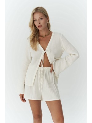 Ferriday Ekru Gömlek Şort Takım