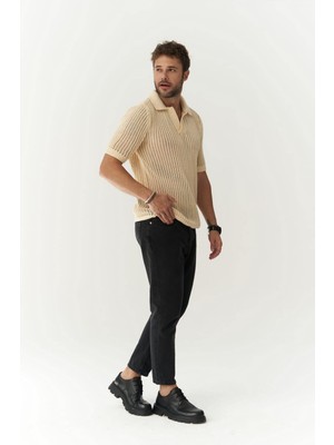 Bohemai Robert Erkek Polo Yaka Bej Triko T-Shirt