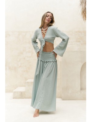 Bohemai Marshanda Çağla Crop Etek Takım