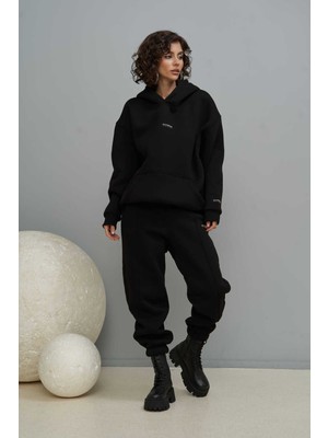 Mai Minimal Baskı Siyah Eşofman Takım