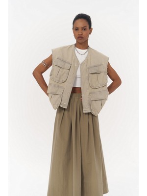Mai Graham Unisex Kirli Yeşil Kot Yelek