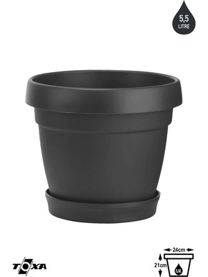 1 Adet 5,5 Litre Mono Saksı Tabaklı Drenaj Delikli Plastik Çiçek Saksısı