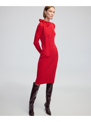 Boyundan Bağlamalı Triko Elbise IW6240002300034