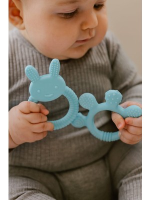 For Kids FORKİDS Silikon Bebek Diş Kaşıyıcı 2li Mavi Ergonomik Tutma Özelliği ile Hassas Diş Etlerine Masaj