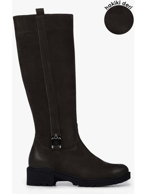 Kadın Frost Acı Kahve Hakiki Deri Nubuk Çizme