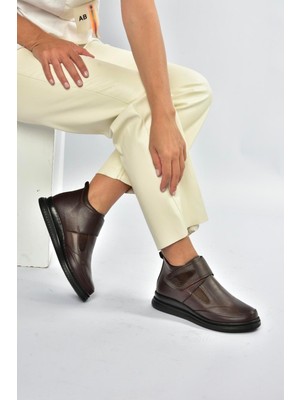 V555070703 Kahverengi Hakiki Deri Comfort Ortopedik Taban Kadın Ayakkabı