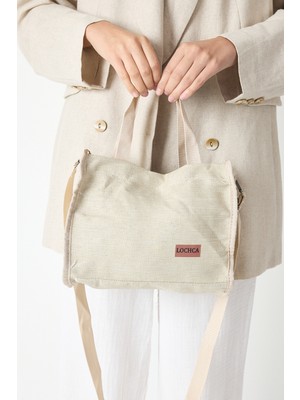 Powerspeed Kadın Krem Hasır Görünümlü Askılı Omuz Çantası