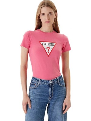 Guess Jeans Kadın Pembe Slim Fit T-Shirt W4YI04J1314-A619