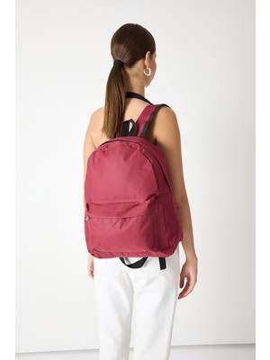 Powerspeed Unisex Bordo Önü Fermuarlı Iki Bölmeli Sırt Çantası