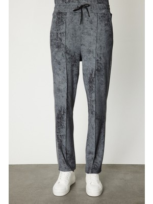 On Batik Desenli Bol Paça Eşofman Altı Siyah 61337