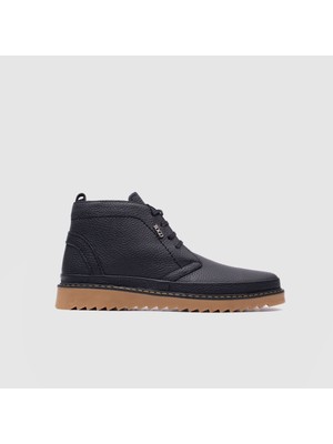 Togo Siyah Hakiki Deri Erkek Comfort Bot [052323]