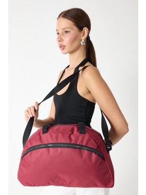 Powerspeed Kadın Bordo Büyük Boy Önü Fermuarlı Kumaş Spor ve Seyahat Omuz Çantası