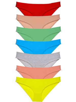 7 Adet Süper Eko Set Likralı Kadın Slip Külot Çok Renkli