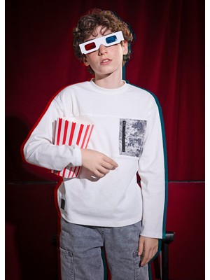 Mayoral Krem Erkek Çocuk Cepli Uzun Kollu Tişört 7009