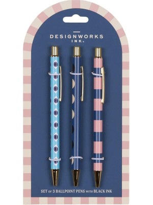 Designworks Ink A Dopo 3'lü Tükenmez Kalem Seti - Göz, Ay, Çizgi