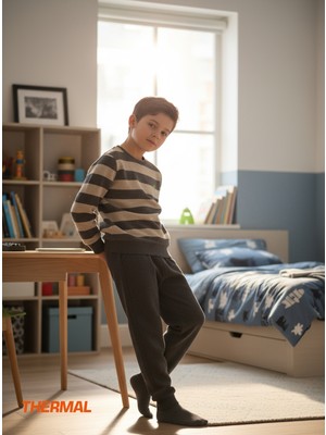 Blackspade Erkek Çocuk Termal Pijama Takımı 40846 - Antrasit