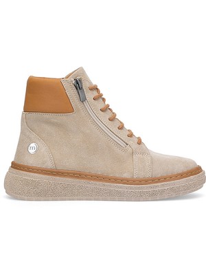 Mammamia D25KB-1020 Kadın Hakiki Süet Deri Düz Bot Bej