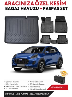 Ford Puma 2022 Model Alt Bagaj Havuzu+Paspas Full Takım+Hediyeli