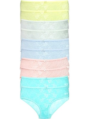 10 Adet Kadın Komple Tül Dantel Bato Külot