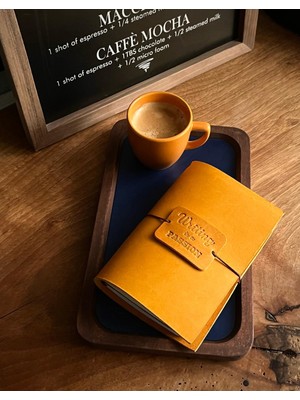Aegean  Leather Pasaport Size Deri Defter Kılıfı Sarı