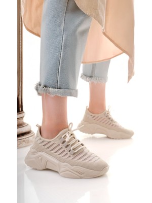 Ante Bej Triko Bağcıklı Spor Ayakkabı - Lisinya