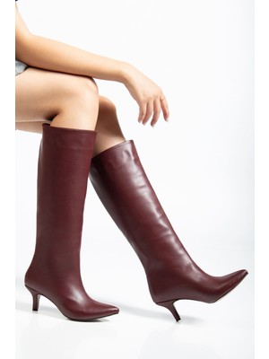 SYT-2025 Bordo Cilt  Günlük Kadın Çizme