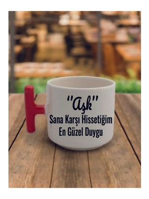 Aşk Yazılı Sevgiliye Hediyelik Kahve Bardağı Seramik Kupa - Seramik Çay, Kahve Hediyelik Bardağı