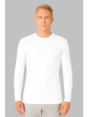 Erkek Drex Sıfır Yaka 1x1 Esnek Ribana Uzun Kollu Fit Kesim Pamuk Penye T-Shirt