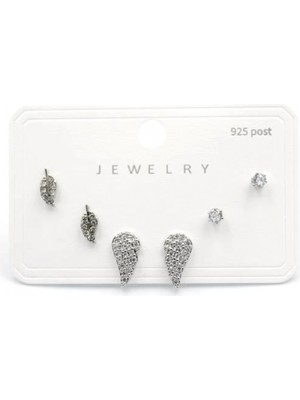 Çoklu Taşlı Küpe - Gümüş