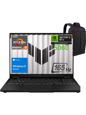 Asus Tuf Gaming A16 FA608PM-RV026 Amd Ryzen 9 8940HX 64GB 2tb SSD RTX5060-8GB 115W 16" Wuxga 165Hz Windows 11 Home Taşınabilir Bilgisayar - Webzone Çanta Wz4