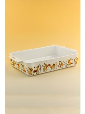 Tavşan Dikdörtgen Porselen Tepsi