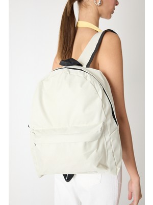 Powerspeed Unisex Krem Önü Fermuarlı Iki Bölmeli Sırt Çantası