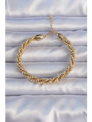 Pirinç Altın Renk Sarmal Model Bileklik - Lisinya