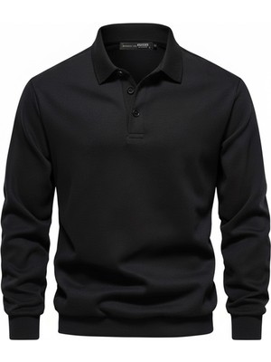 Ghassy Co. Erkek Retro Renk Bloklu Pamuklu Gömlek Yaka Sweatshirt