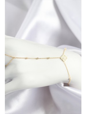 Pirinç Zirkon Taşlı Yonca Model Gold Renk Şahmeran - Lisinya