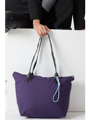 Powerspeed Kadın Mor Fermuarlı Kumaş Saplı Omuz Çantası