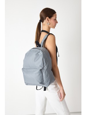 Powerspeed Unisex Gri Önü Fermuarlı Iki Bölmeli Sırt Çantası