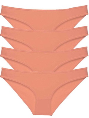4 Adet Süper Eko Set Likralı Kadın Slip Külot Pudra