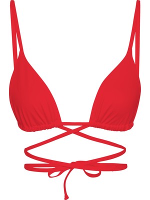 Kırmızı Üçgen Ipli Bikini Üstü