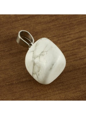 Resveq Havlit Doğaltaş Kolye Ucu-Beyaz