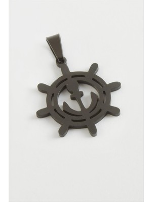 Resveq Çapa Çelik Kolye Ucu 2,5 Cm-Siyah